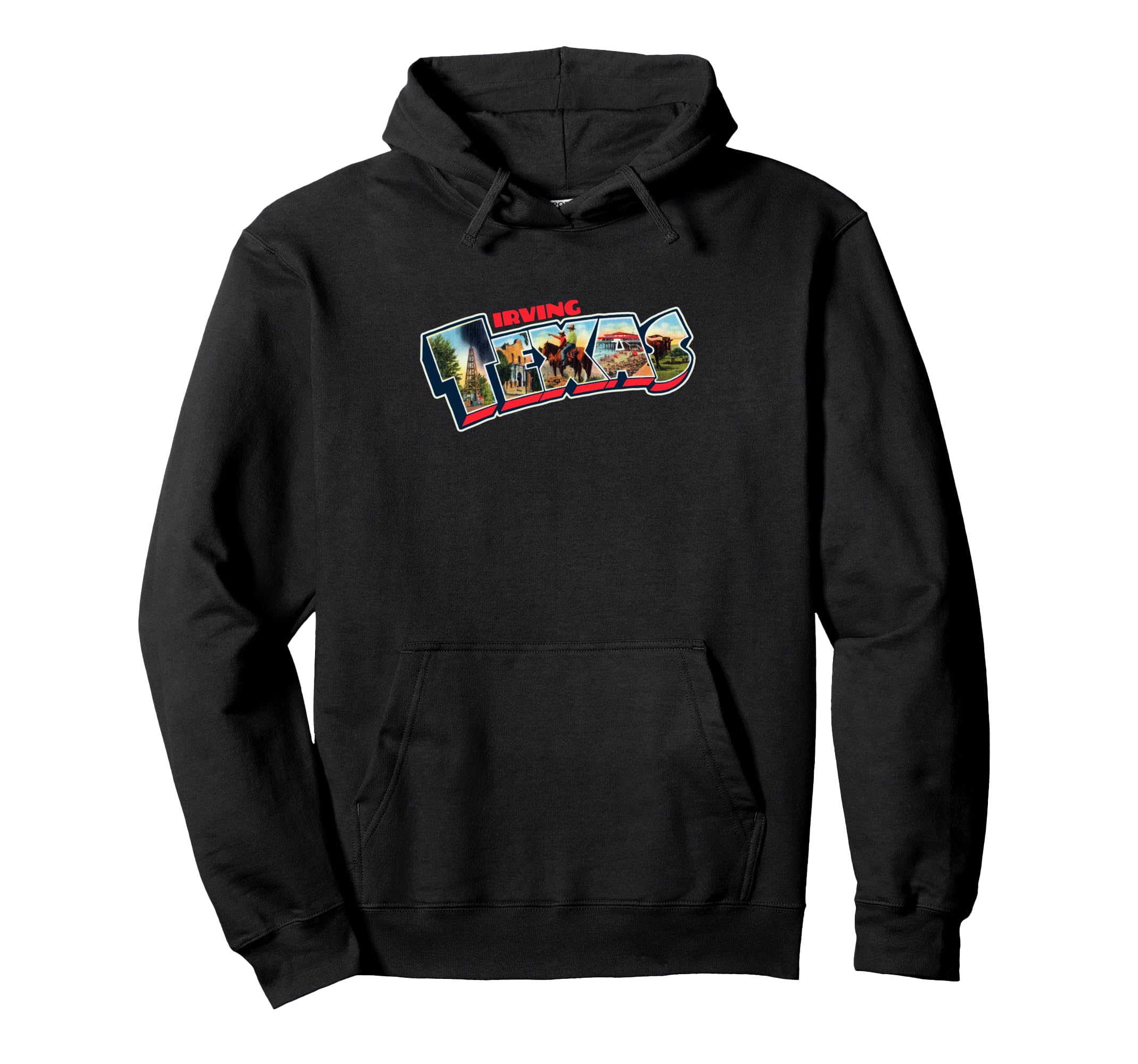 Irving Texas Postcard Tpa Travel Logo Hoodie - Graphic Print for Adults - T-Shirt, Sweatshirt, Hoodie