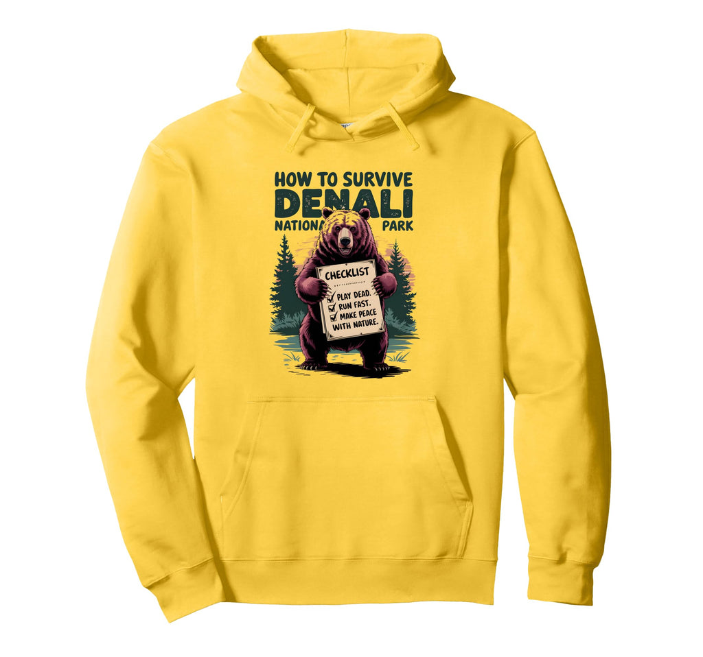 Denali National Park Grizzly Bear Hoodie - Unique Graphic for Adults - T-Shirt, Sweatshirt, Hoodie
