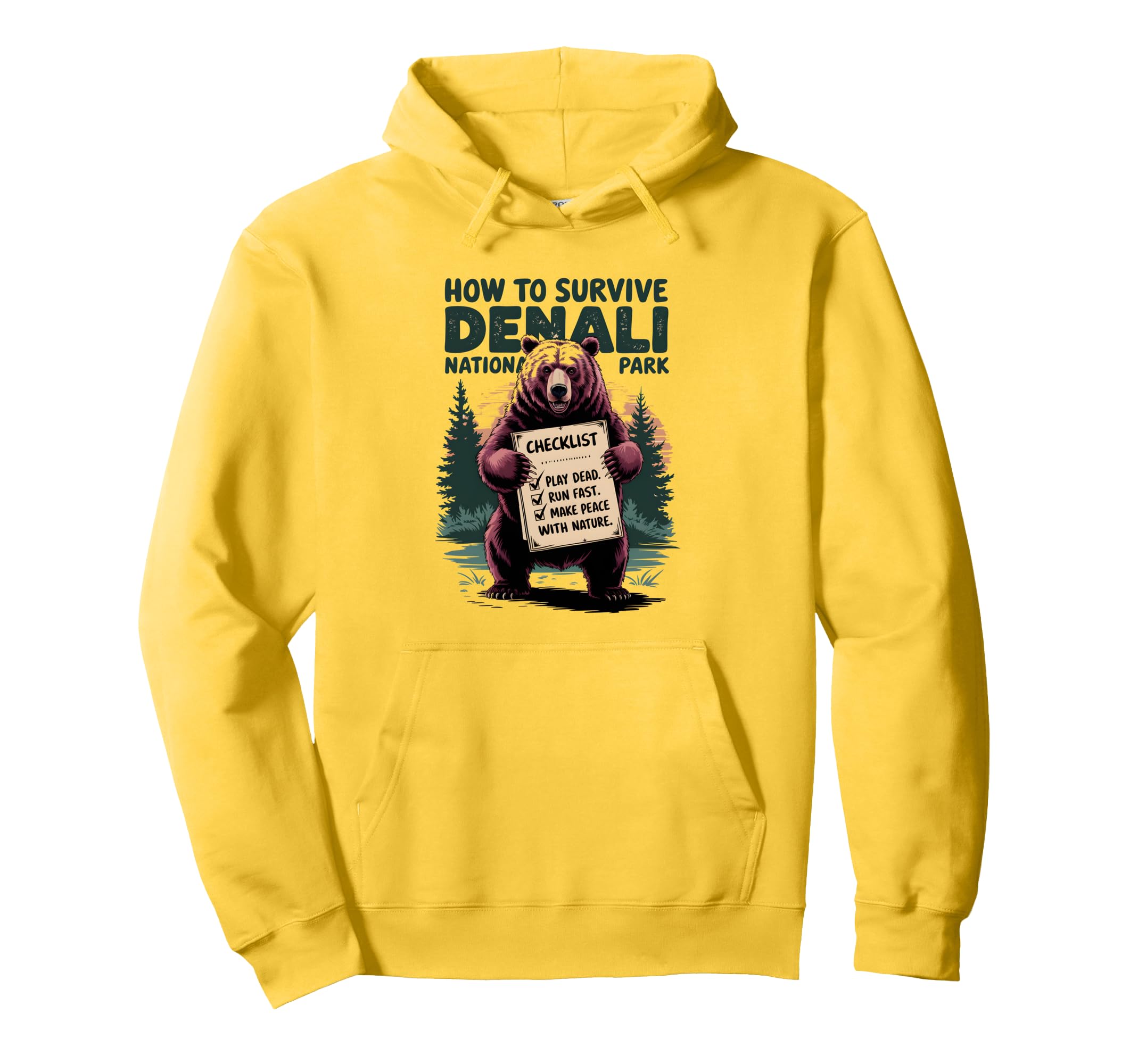 Denali National Park Grizzly Bear Hoodie - Unique Graphic for Adults - T-Shirt, Sweatshirt, Hoodie