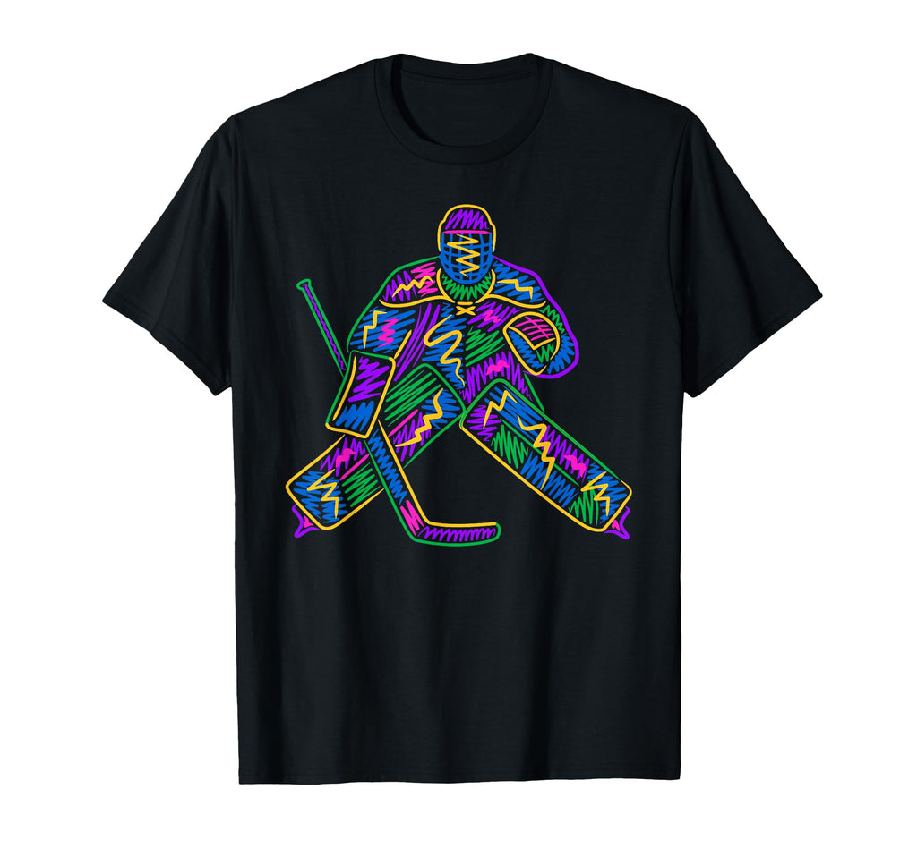 Colorful Hockey Player Goalkeeper Ice T-Shirt - Aesthetic Graphic Unisex - T-Shirt, Sweatshirt, Hoodie