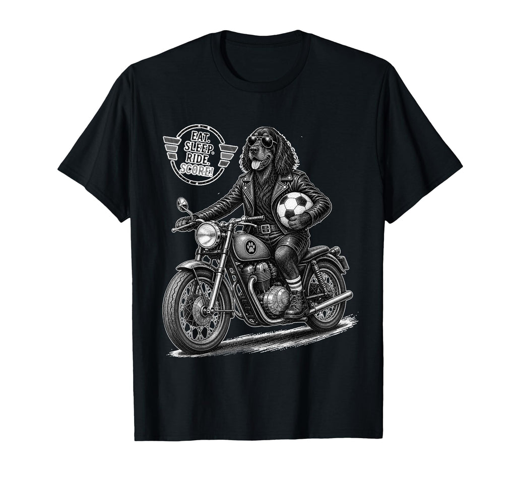 Gordon Setter Motorbike Love Footbal T-Shirt - Fun Novelty Design Unisex - T-Shirt, Sweatshirt, Hoodie