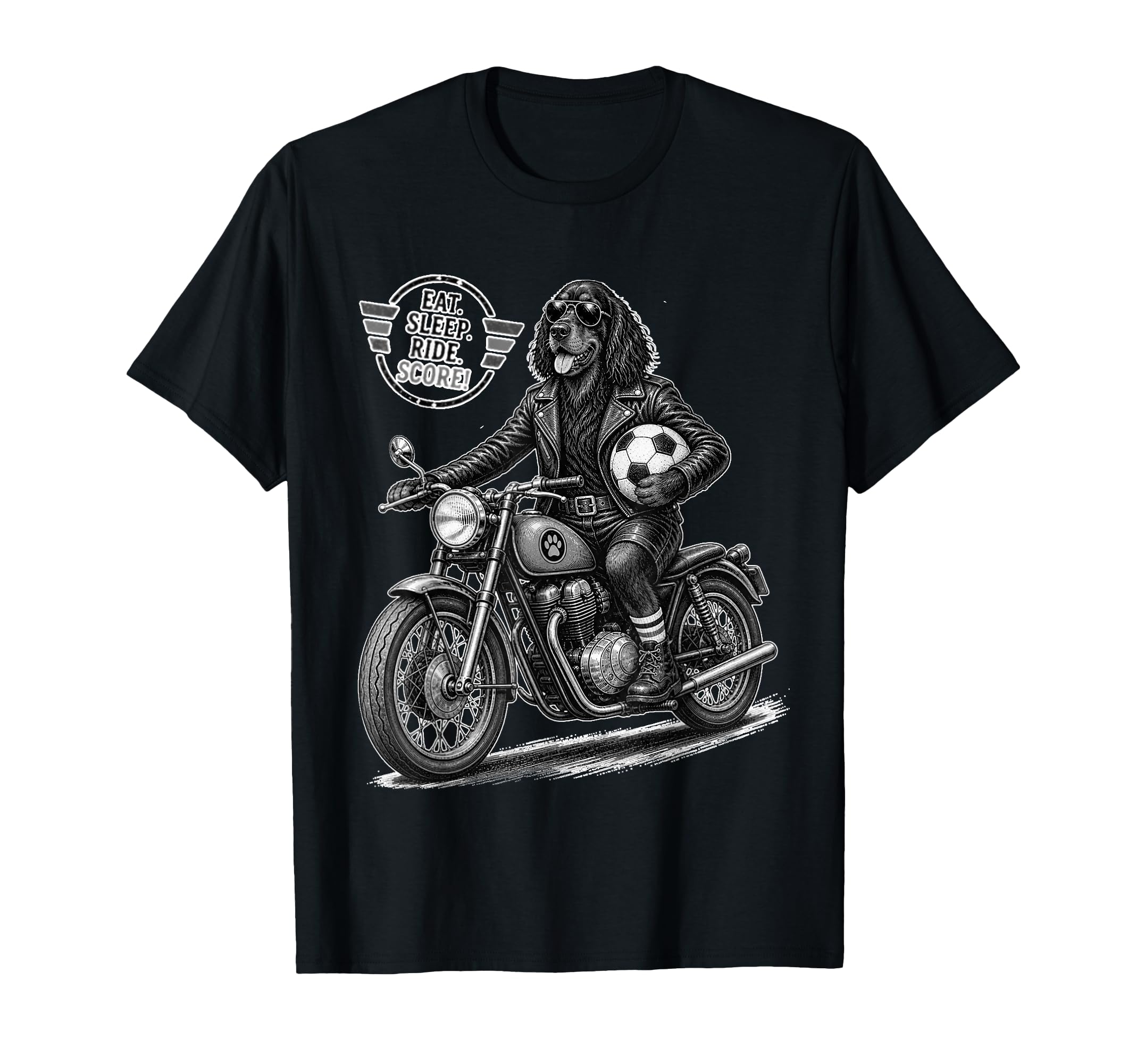 Gordon Setter Motorbike Love Footbal T-Shirt - Fun Novelty Design Unisex - T-Shirt, Sweatshirt, Hoodie