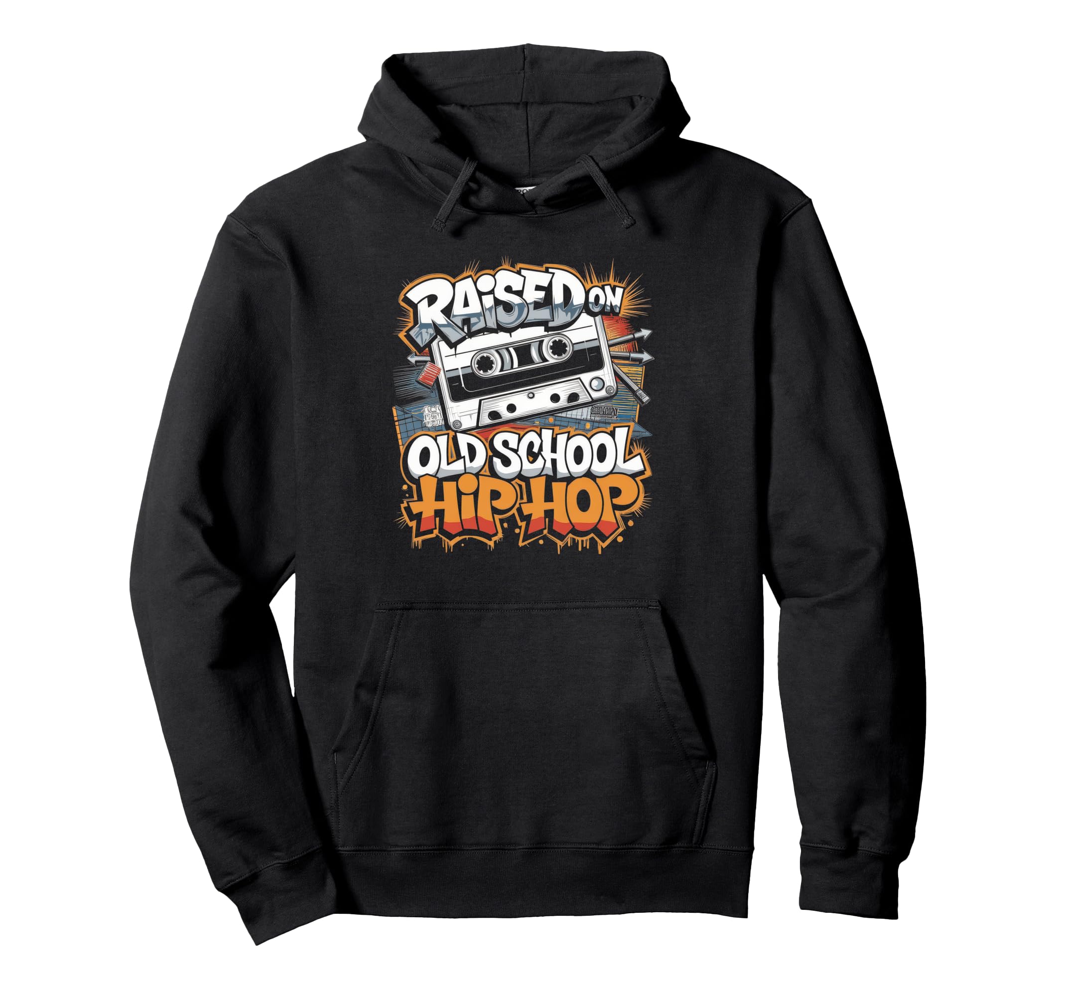 Raised Old School Hip Hop Cassette Hoodie - Streetwear Style Men Women - T-Shirt, Sweatshirt, Hoodie