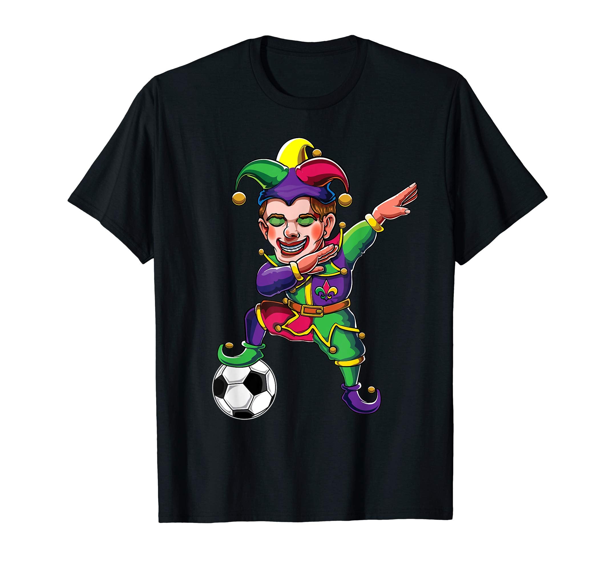 Dabbing Mardi Gras Jester Soccer T-Shirt - Custom Art Print Men Women - T-Shirt, Sweatshirt, Hoodie