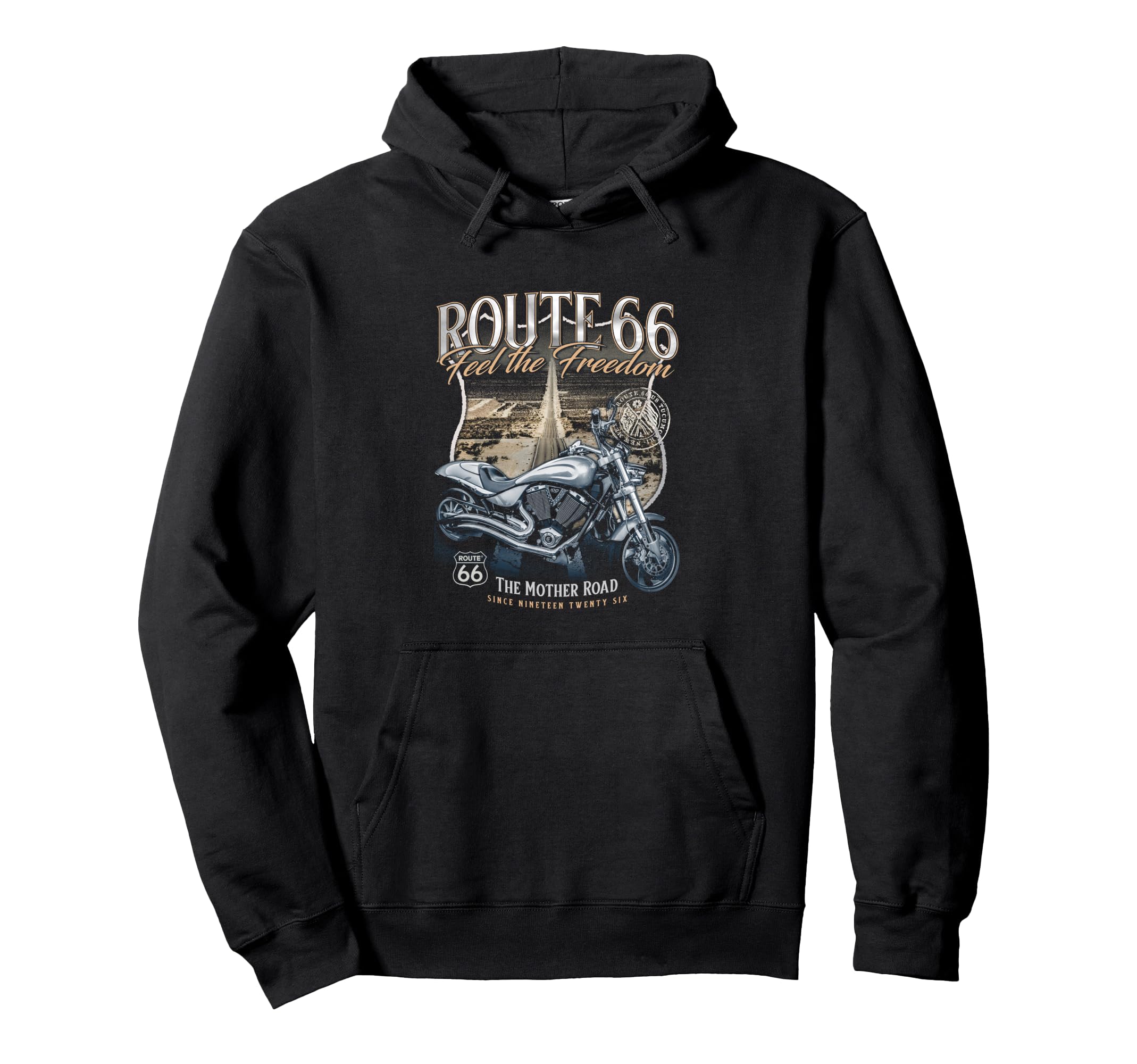 Route 66 Feel Freedom Hoodie - Fun Novelty Design Men Women - T-Shirt, Sweatshirt, Hoodie
