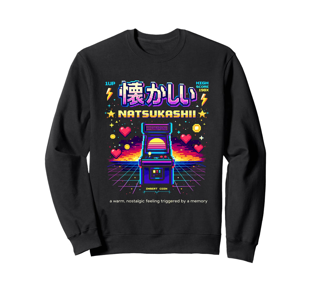 Natsukashii Arcade Gaming Pixel Art Sweatshirt - Graphic Print Unisex - T-Shirt, Sweatshirt, Hoodie