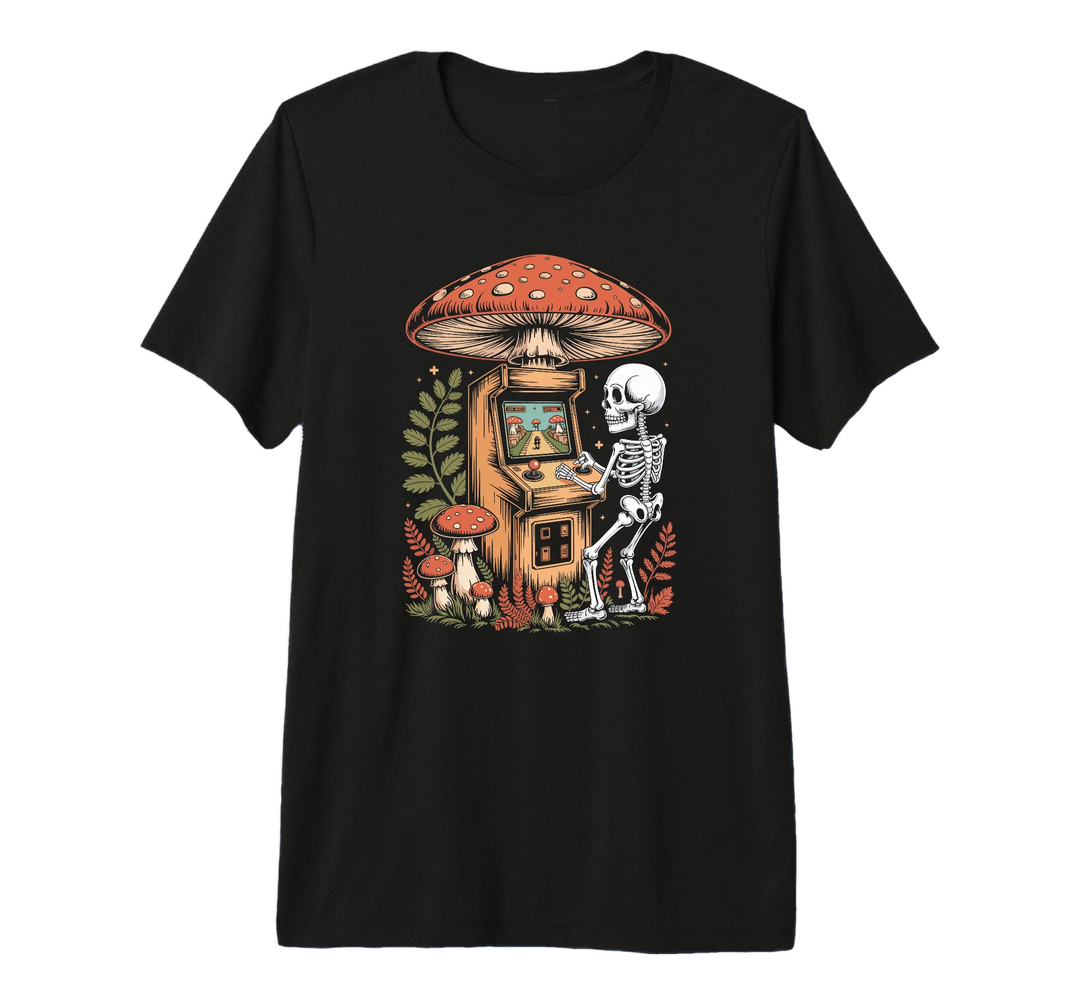 Arcade Skeleton Player Under Woodland T-Shirt - Streetwear Style Unisex - T-Shirt, Sweatshirt, Hoodie