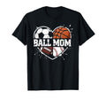 Mom Both Heart Soccer Baseball Sports T-Shirt - Novelty Apparel Men Women - T-Shirt, Sweatshirt, Hoodie