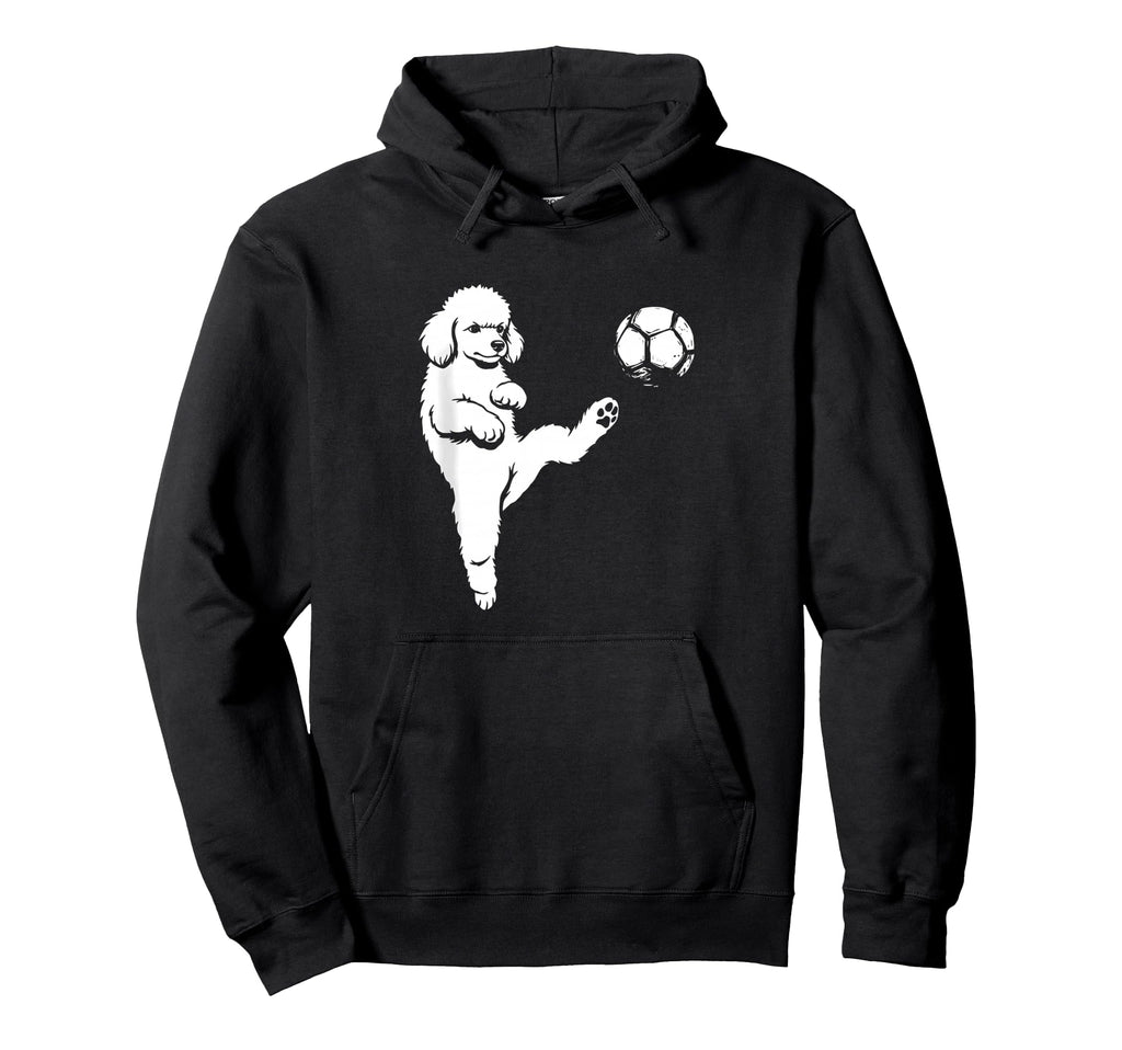 Soccer Poodle Kicking Ball Funny Hoodie - Casual Everyday Wear for Adults - T-Shirt, Sweatshirt, Hoodie