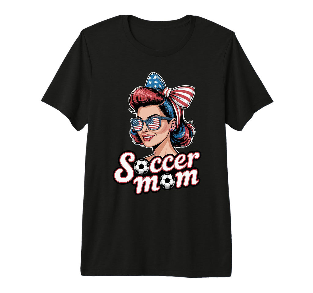 Patriotic Soccer Mom American Flag T-Shirt - Fun Novelty Design for Adults - T-Shirt, Sweatshirt, Hoodie