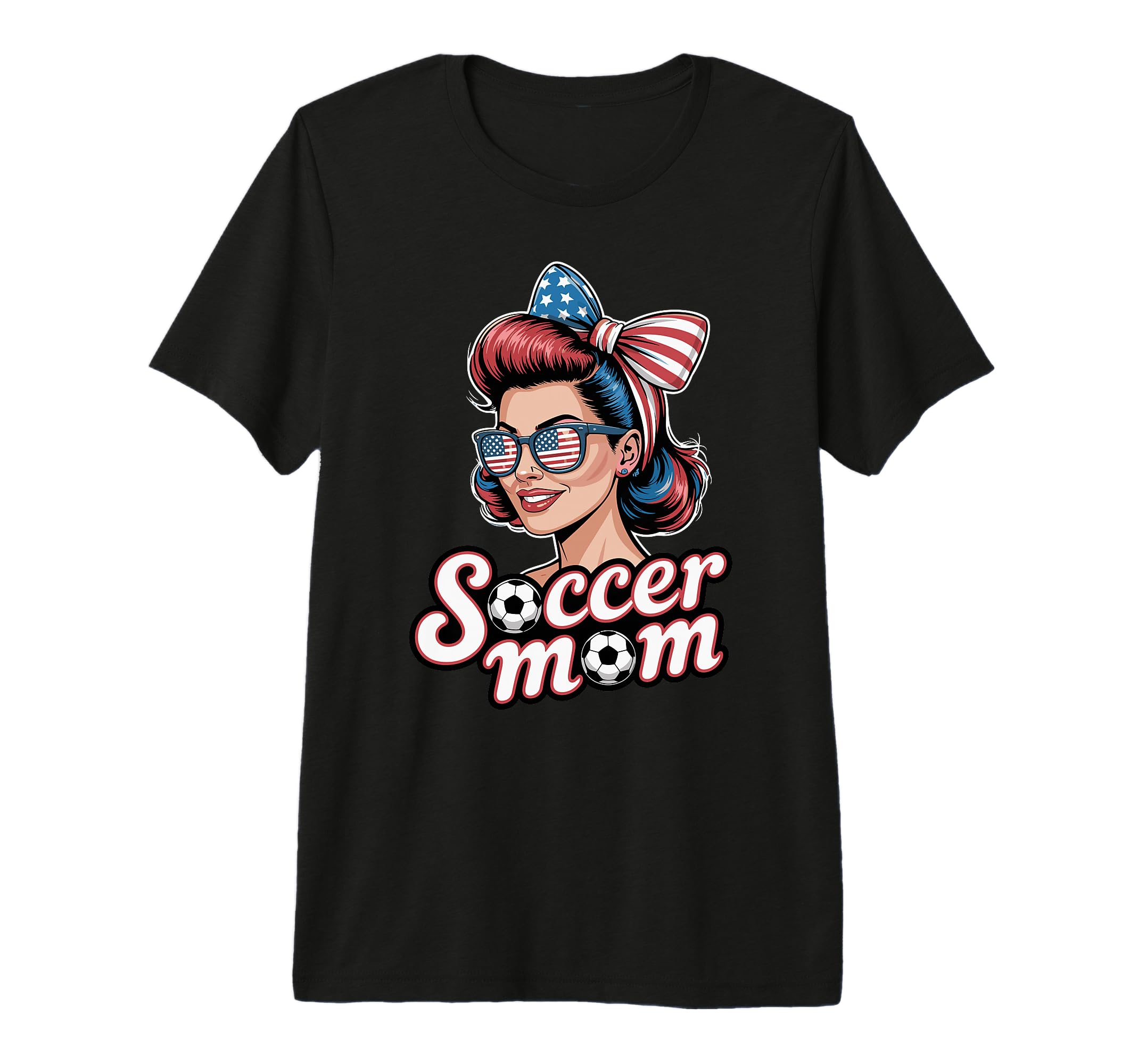 Patriotic Soccer Mom American Flag T-Shirt - Fun Novelty Design for Adults - T-Shirt, Sweatshirt, Hoodie
