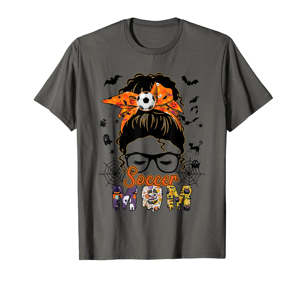 Messy Hair Bun Spooky Soccer Mom T-Shirt - Trendy Graphic for Adults - T-Shirt, Sweatshirt, Hoodie