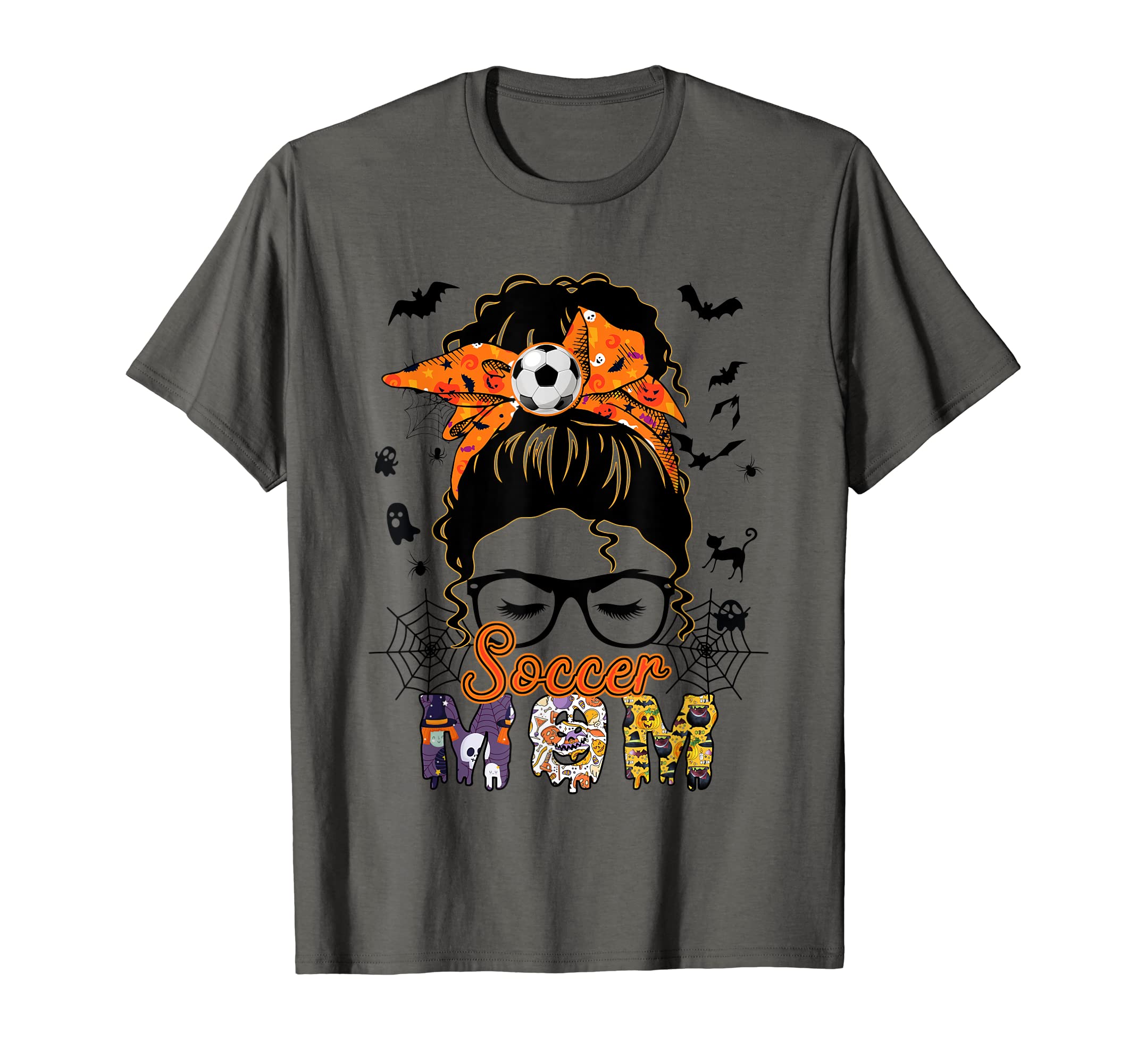 Messy Hair Bun Spooky Soccer Mom T-Shirt - Trendy Graphic for Adults - T-Shirt, Sweatshirt, Hoodie