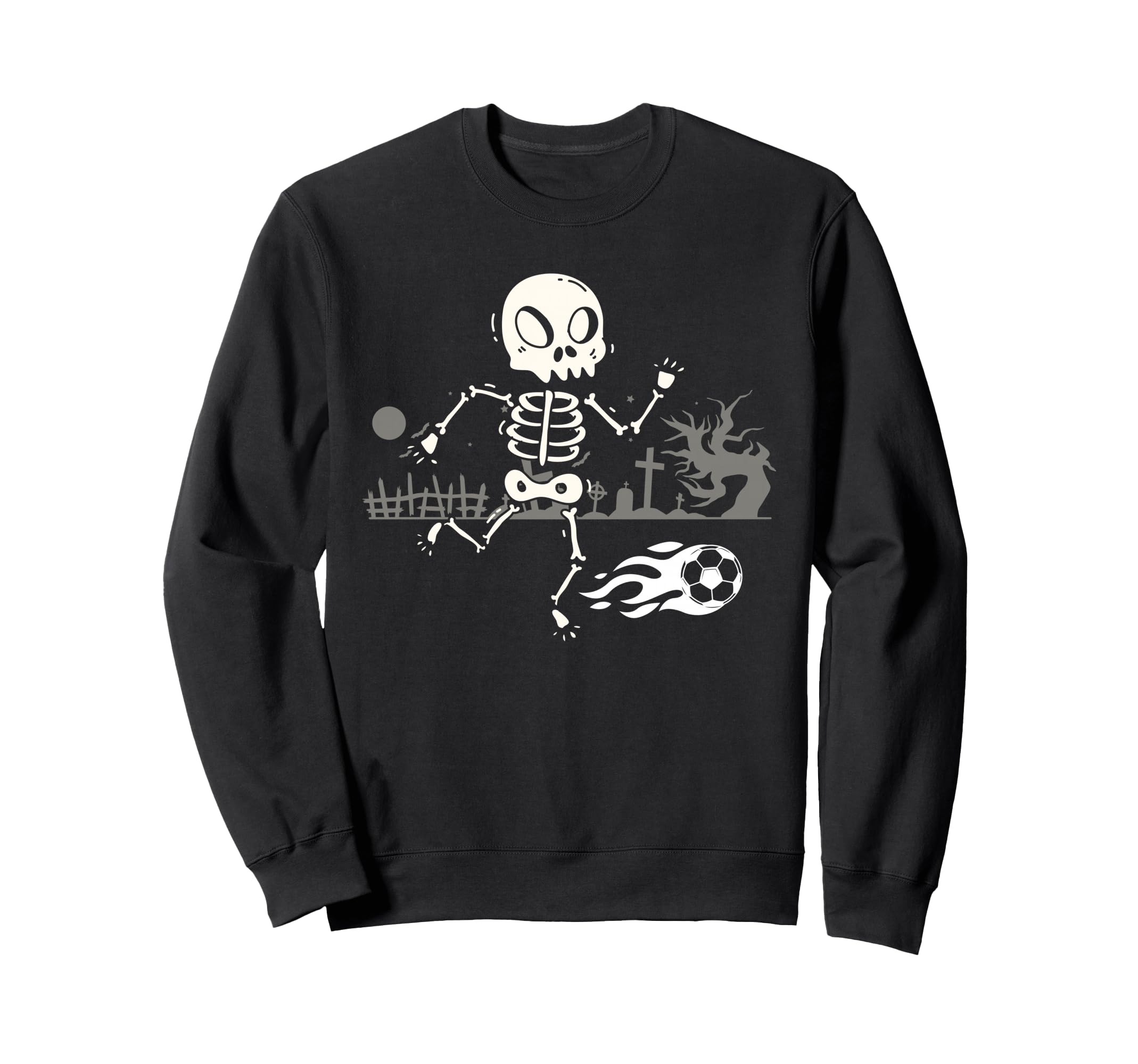 Skeleton Soccer Halloween Sport Sweatshirt - Aesthetic Graphic Unisex - T-Shirt, Sweatshirt, Hoodie