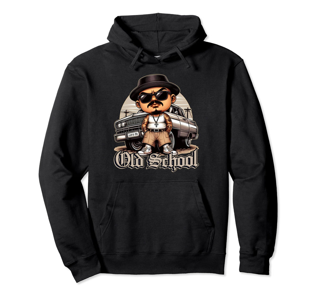 Old School Hip Hop Lowrider Chicano Hoodie - Unique Graphic for Adults - T-Shirt, Sweatshirt, Hoodie