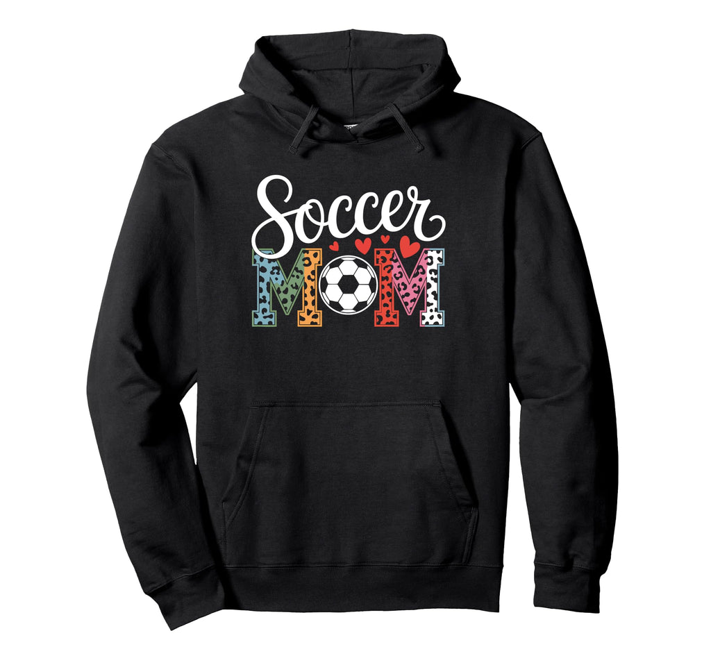 Soccer Mama Mom Leopard Hearts Mothers Day Hoodie - Graphic Print Unisex - T-Shirt, Sweatshirt, Hoodie