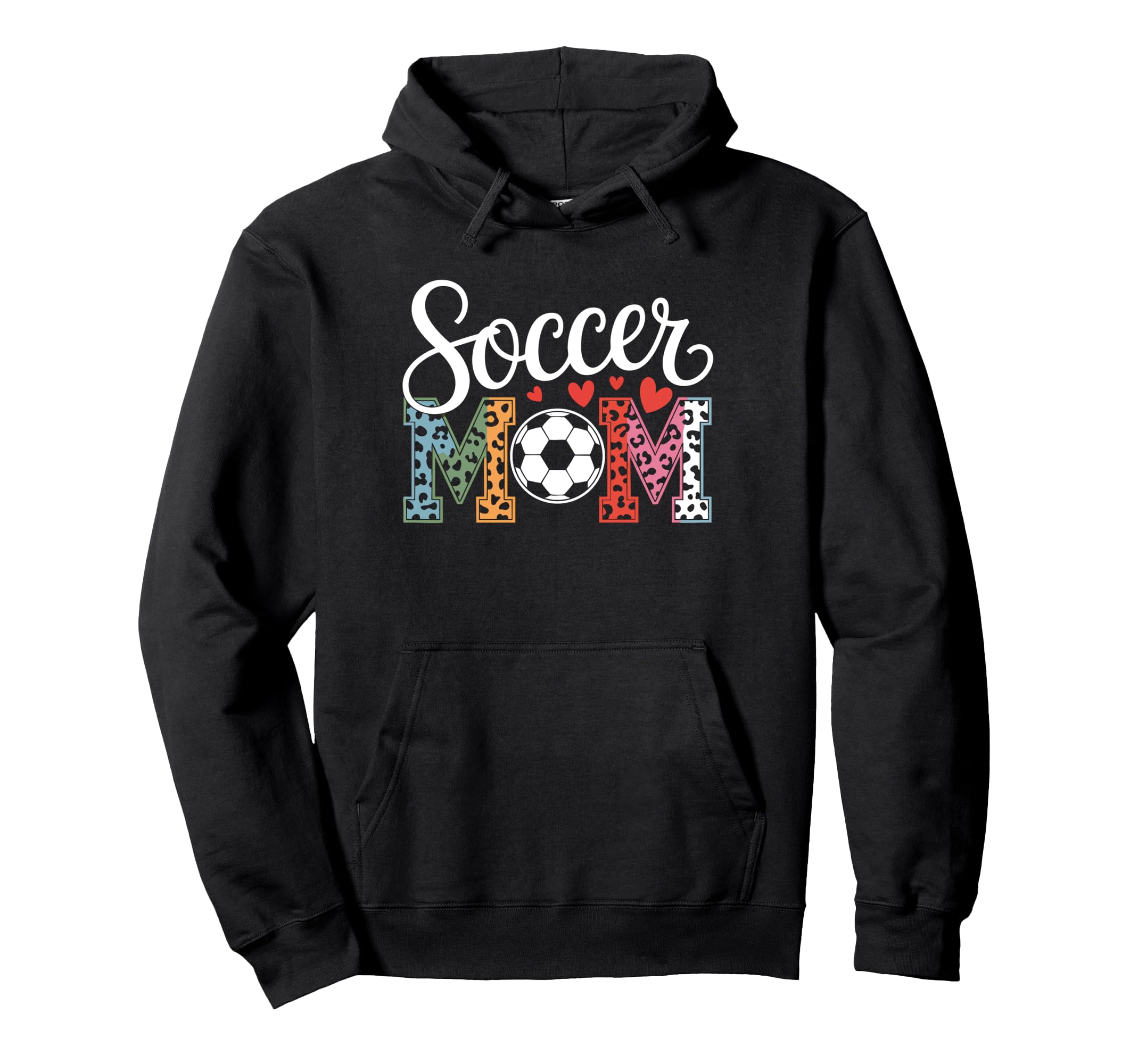 Soccer Mama Mom Leopard Hearts Mothers Day Hoodie - Graphic Print Unisex - T-Shirt, Sweatshirt, Hoodie