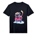 Pug Ice Hockey Player Dog Hockey Stick T-Shirt - Fun Novelty Design Unisex - T-Shirt, Sweatshirt, Hoodie