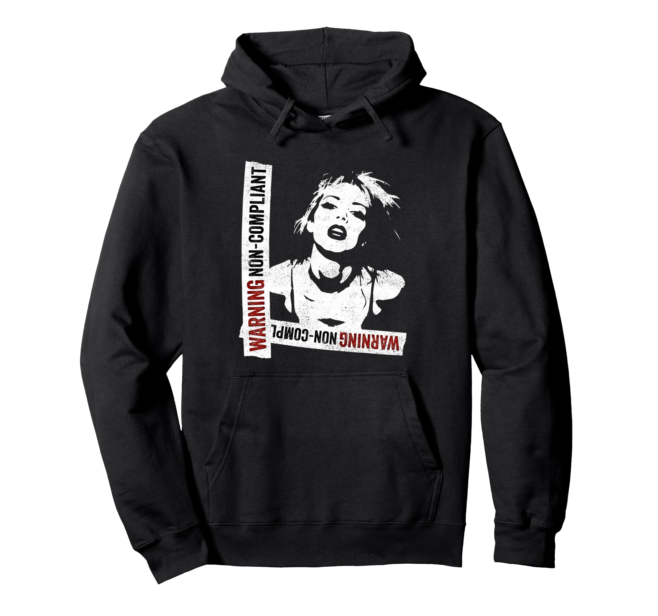 Punk 90S Grunge Stencil Distressed Hoodie - Graphic Print Men Women - T-Shirt, Sweatshirt, Hoodie
