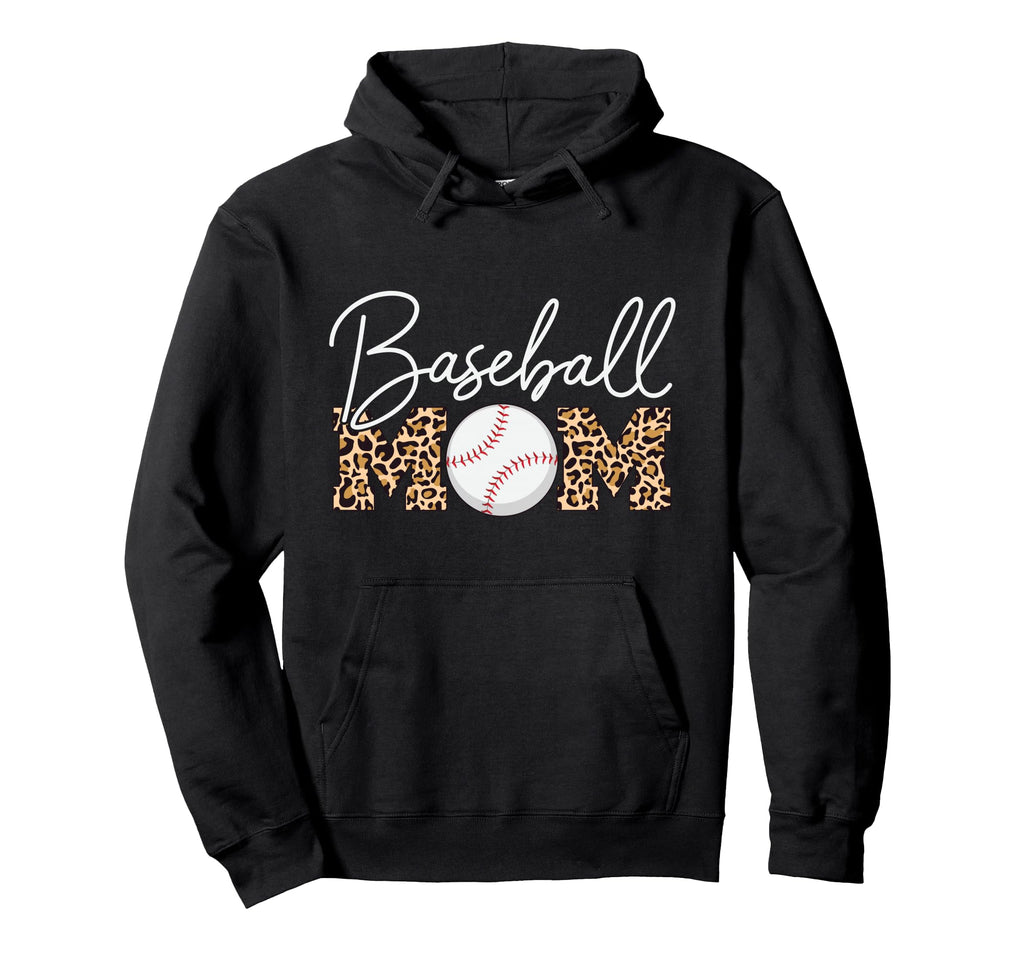 Baseball Mom Leopard Cursive Script Hoodie - Fun Novelty Design Unisex - T-Shirt, Sweatshirt, Hoodie