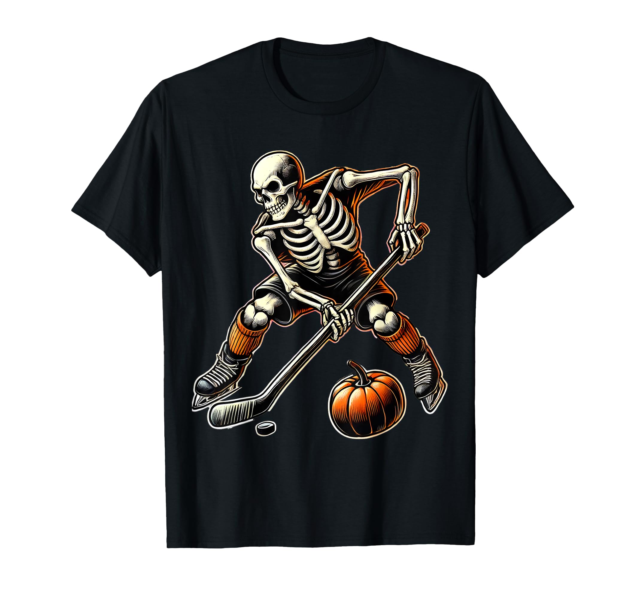 Skeleton Playing Ice Hockey T-Shirt - Minimalist Print for Adults - T-Shirt, Sweatshirt, Hoodie