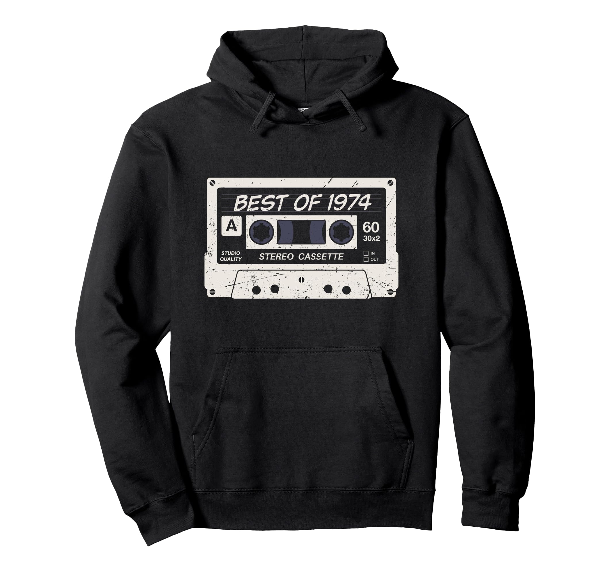 Mixtape Birthday Best 1974 Cassette Hoodie - Fun Novelty Design for Adults - T-Shirt, Sweatshirt, Hoodie