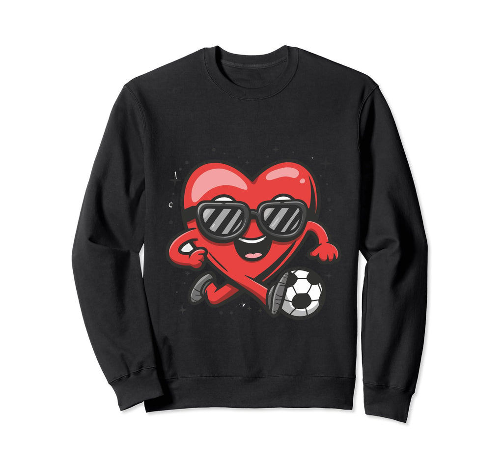 Funny Heart Running Soccer Ball Sweatshirt - Streetwear Style Unisex - T-Shirt, Sweatshirt, Hoodie