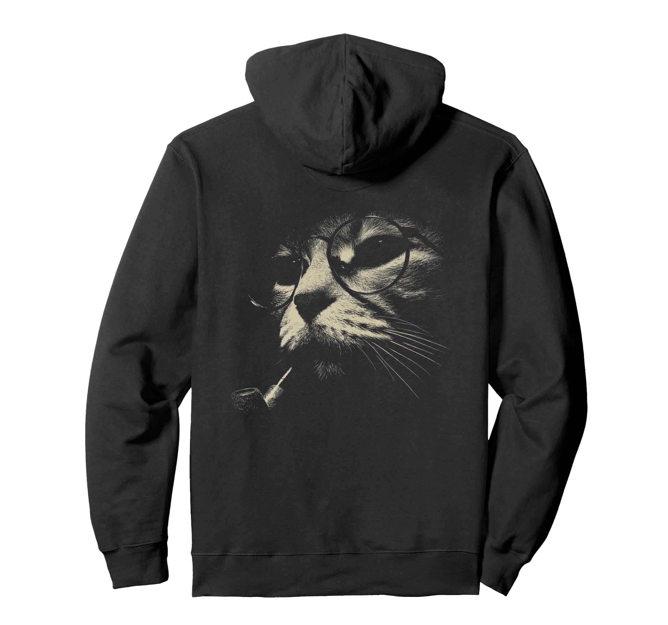 Cat Smoking Pipe Glasses Grunge Meme Hoodie - Streetwear Style for Adults - T-Shirt, Sweatshirt, Hoodie
