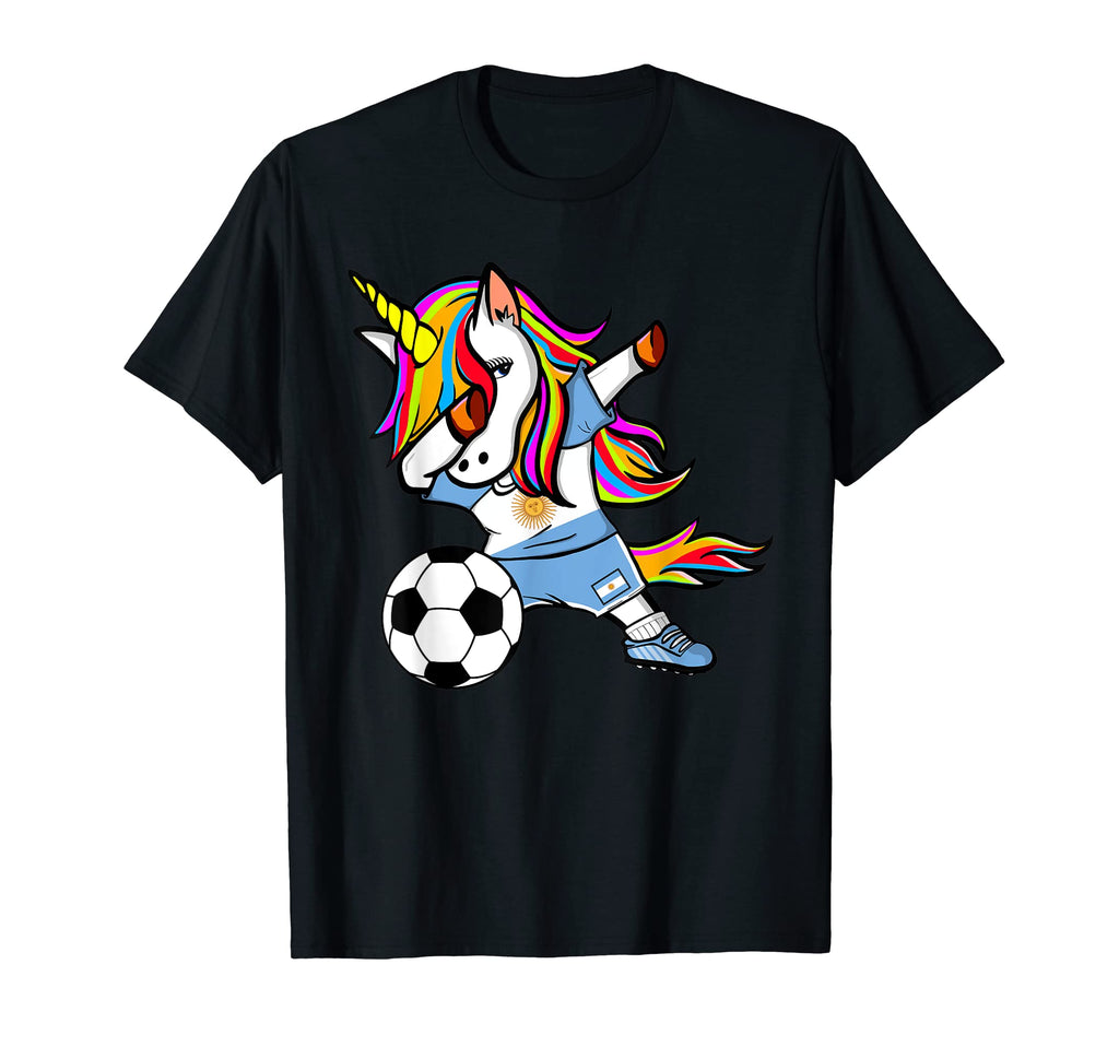 Dabbing Unicorn Argentina Soccer T-Shirt - Custom Art Print Men Women - T-Shirt, Sweatshirt, Hoodie