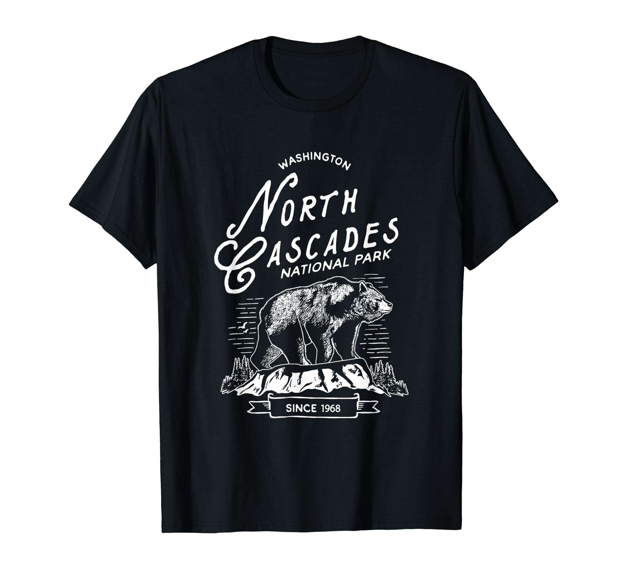North Cascades National Park Bear T-Shirt - Minimalist Print Men Women - T-Shirt, Sweatshirt, Hoodie