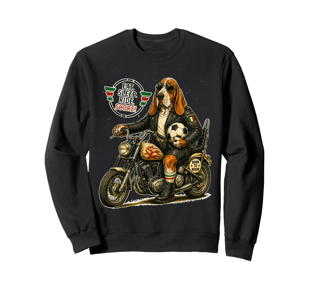 Basset Hound Ride Motorbike Love Sweatshirt - Novelty Apparel Unisex - T-Shirt, Sweatshirt, Hoodie
