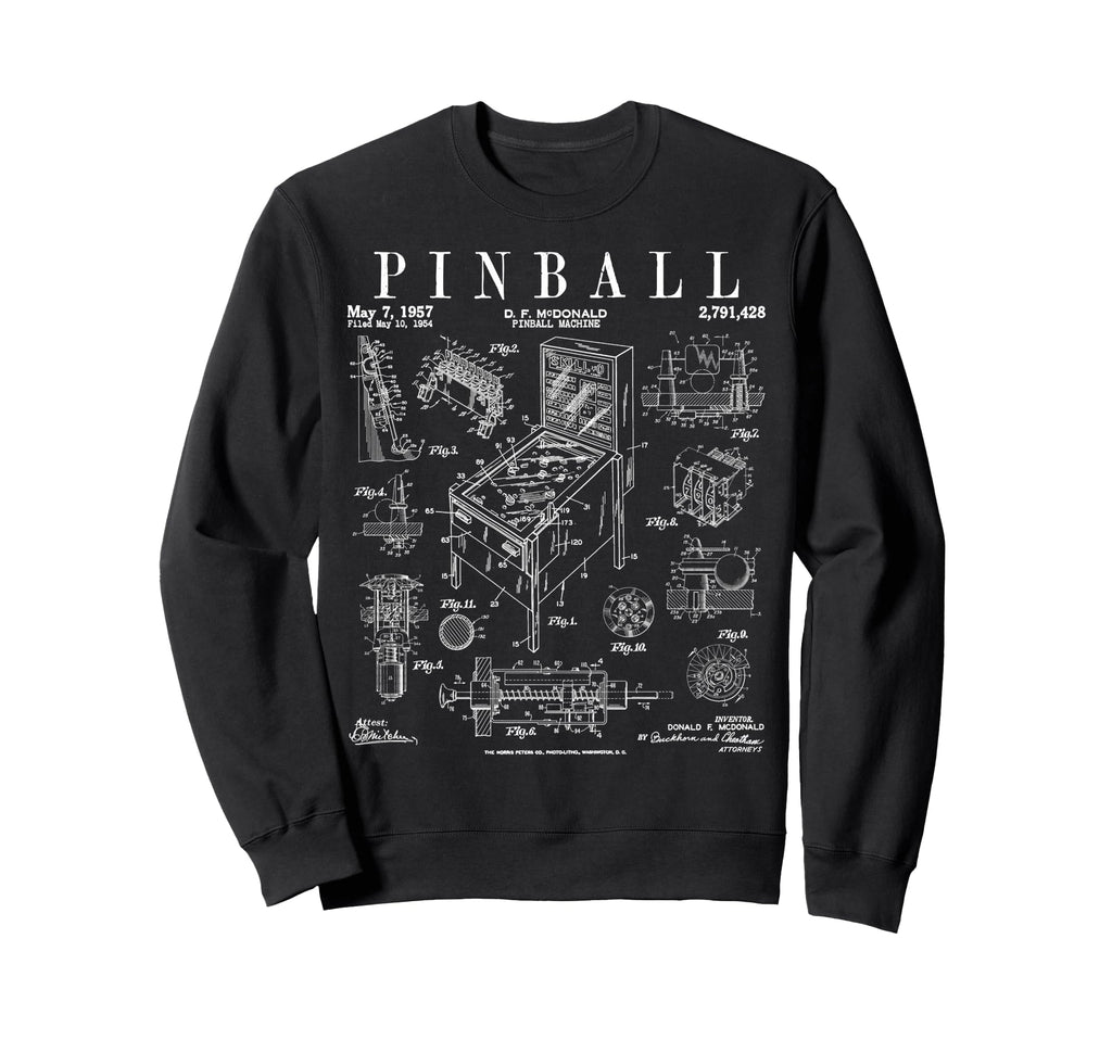 Pinball Arcade Gaming Machine Gamer Sweatshirt - Graphic Print Men Women - T-Shirt, Sweatshirt, Hoodie