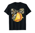Camouflage Coquette Bow Softball T-Shirt - Aesthetic Graphic Unisex - T-Shirt, Sweatshirt, Hoodie