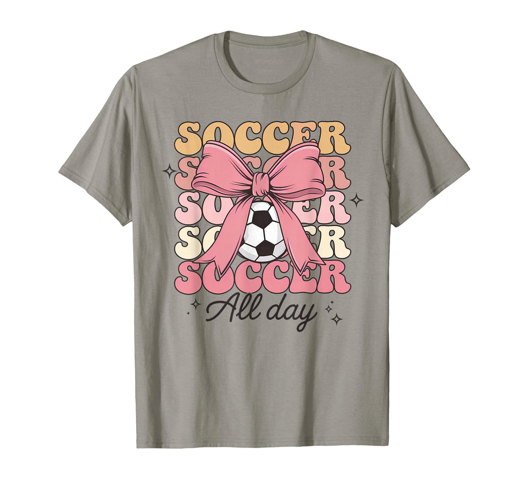 Groovy Soccer Coquette Bow Soccer Lover T-Shirt - Novelty Apparel Unisex - T-Shirt, Sweatshirt, Hoodie