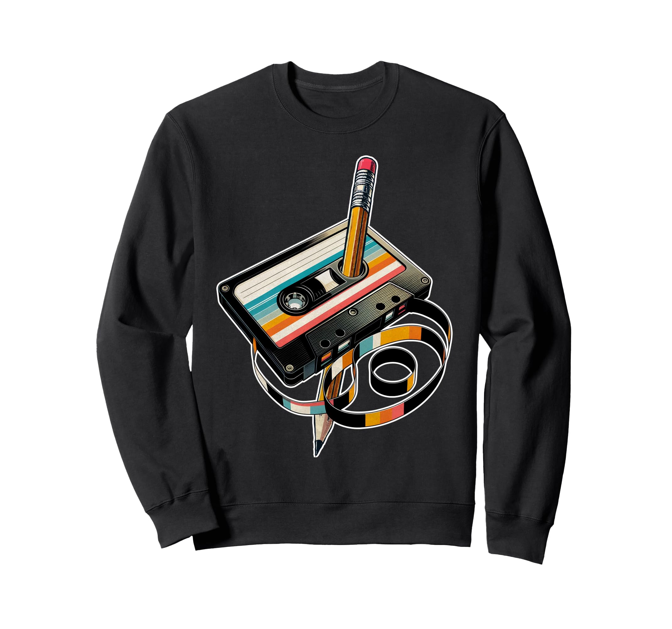 Pencil Rewind Cassette Tape Sweatshirt - Minimalist Print Men Women - T-Shirt, Sweatshirt, Hoodie