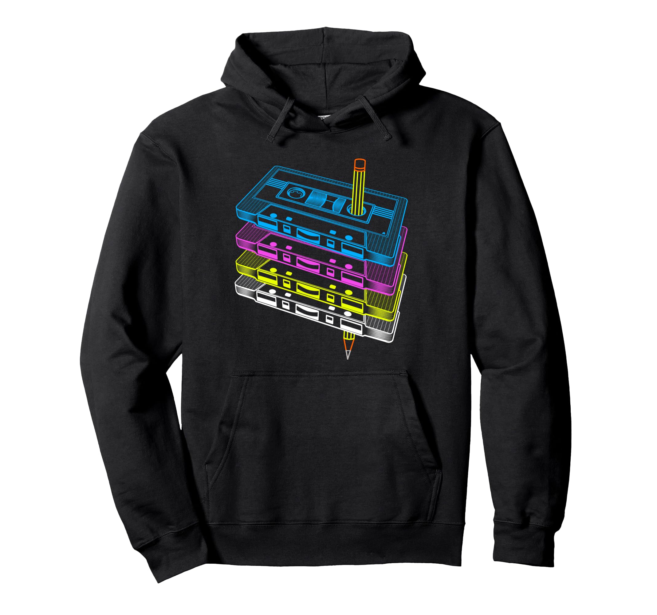 Tape Cassettes Pencil Outline 80S Dj Hoodie - Streetwear Style for Adults - T-Shirt, Sweatshirt, Hoodie