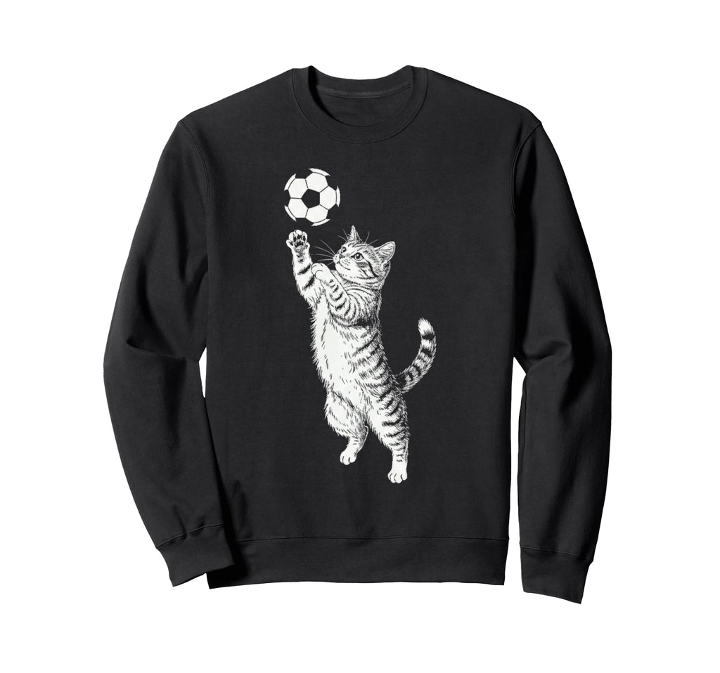 Funny Soccer Cat Line Art Tabby Sweatshirt - Fun Novelty Design Unisex - T-Shirt, Sweatshirt, Hoodie