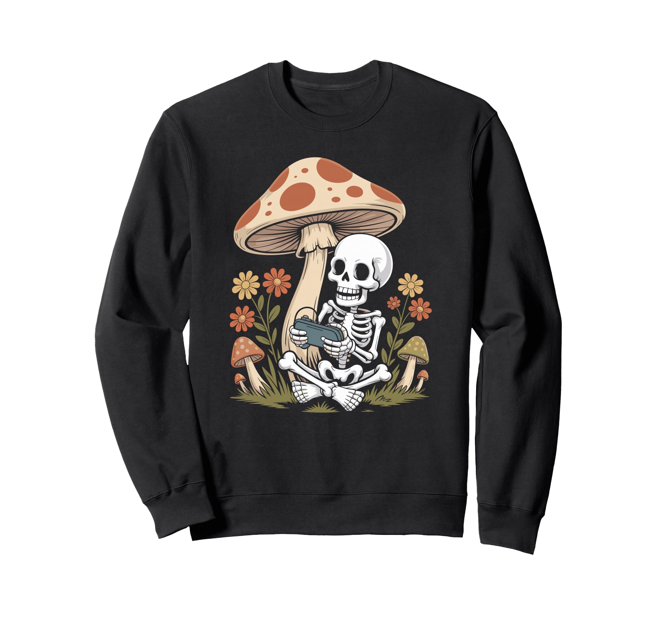 Spooky Gamer Skeleton Holding Sweatshirt - Fun Novelty Design Unisex - T-Shirt, Sweatshirt, Hoodie