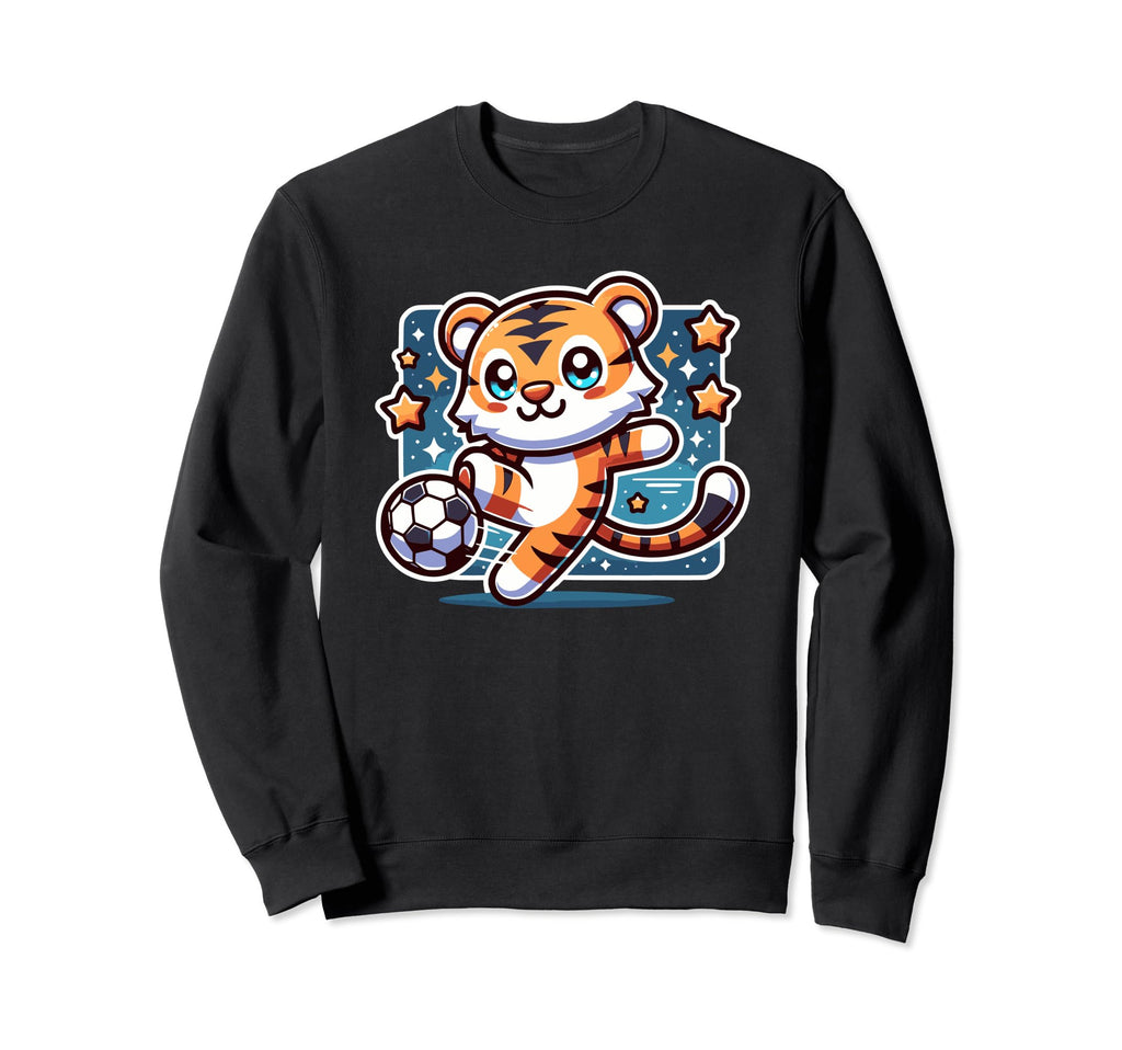 Tiger Soccer Player Kicking Soccer Sweatshirt - Minimalist Print Unisex - T-Shirt, Sweatshirt, Hoodie
