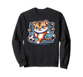 Soccer Player Tiger Cub Kicking Sweatshirt - Aesthetic Graphic for Adults - T-Shirt, Sweatshirt, Hoodie