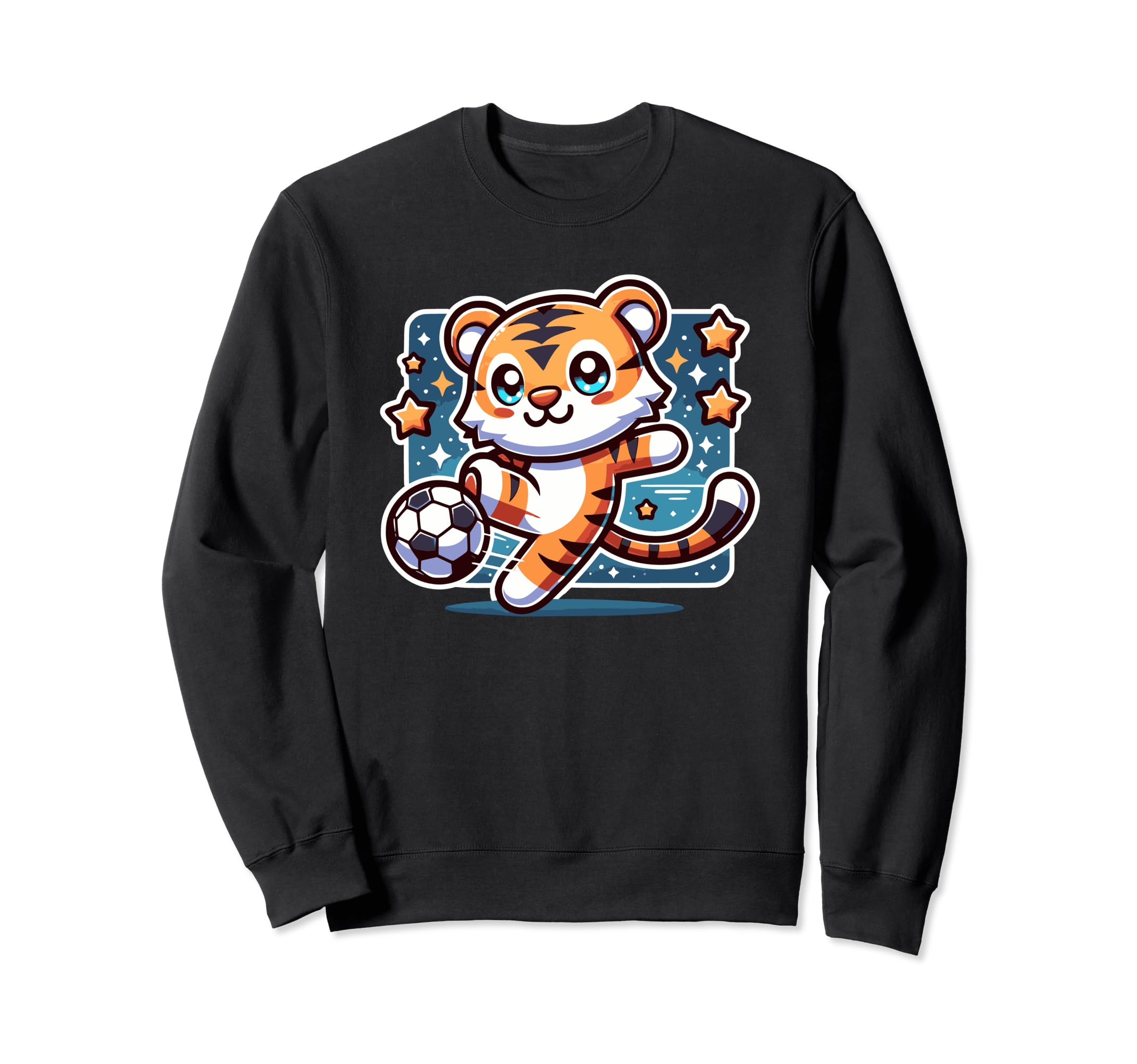 Soccer Player Tiger Cub Kicking Sweatshirt - Aesthetic Graphic for Adults - T-Shirt, Sweatshirt, Hoodie