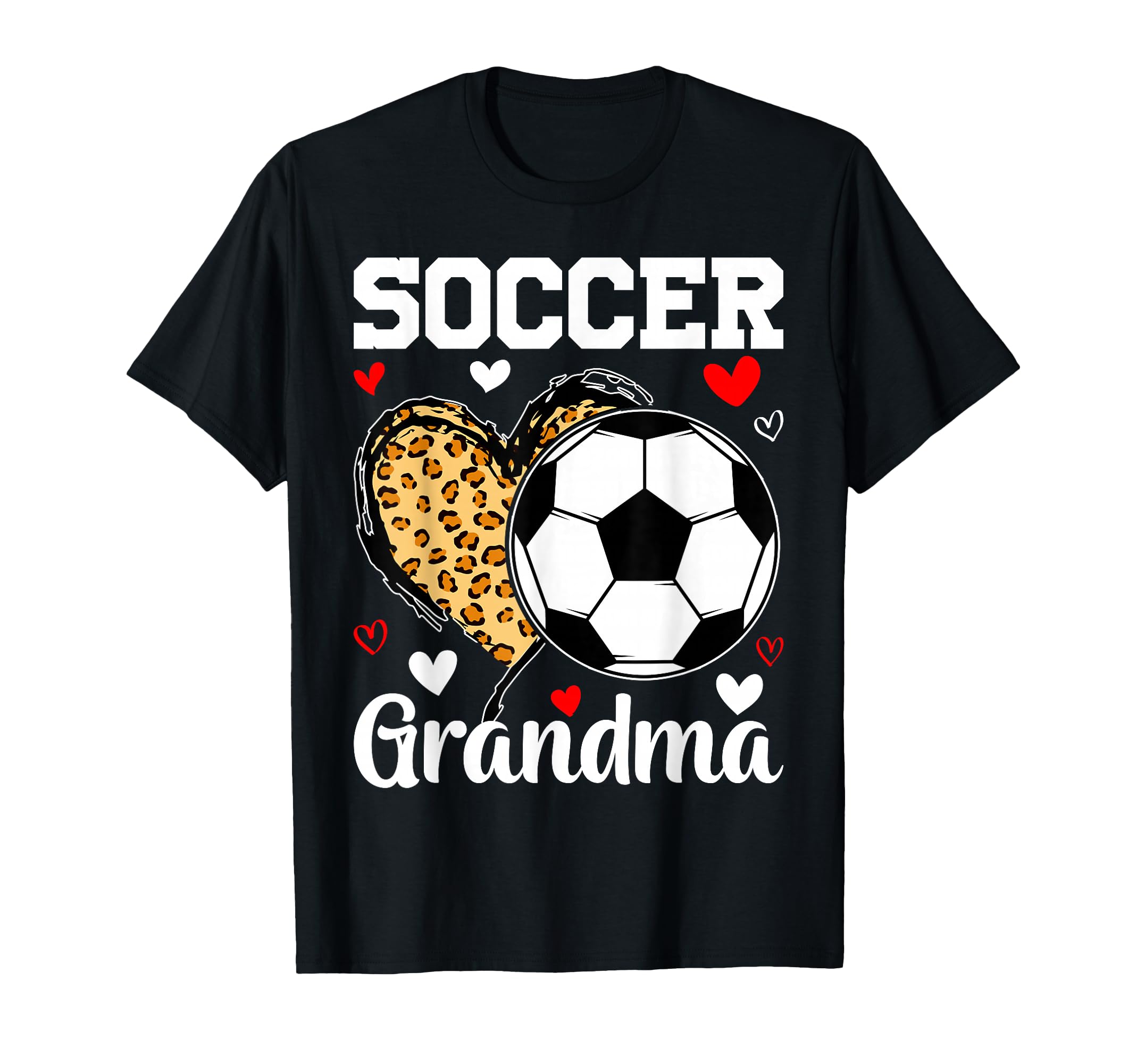 Proud Soccer Grandma Leopard Heart T-Shirt - Fun Novelty Design Men Women - T-Shirt, Sweatshirt, Hoodie