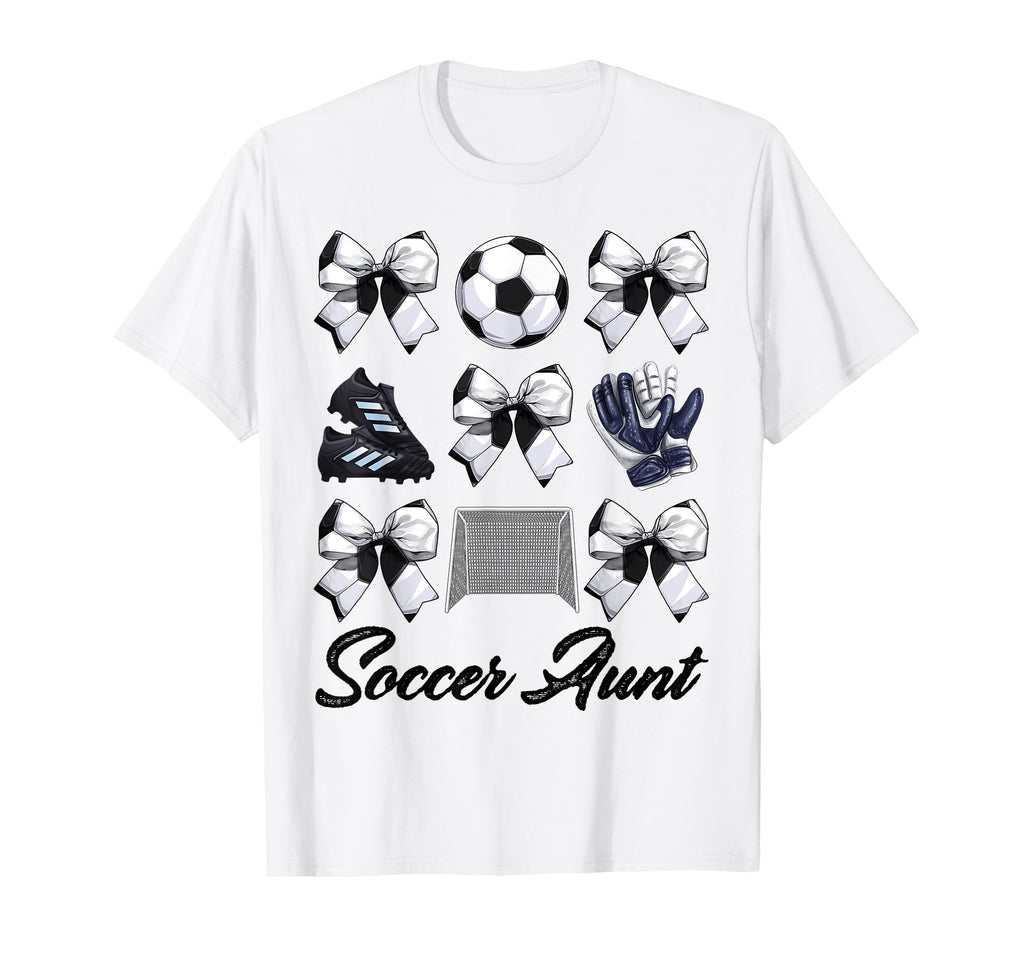 Soccer Aunt Bow Soccer Mom Mommy T-Shirt - Novelty Apparel for Adults - T-Shirt, Sweatshirt, Hoodie