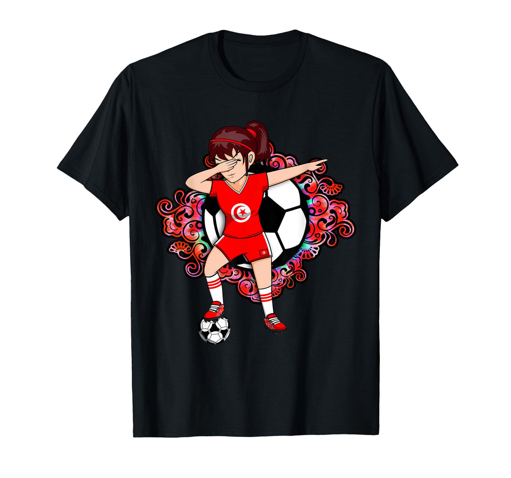 Dabbing Soccer Tunisia Jersey Floral T-Shirt - Trendy Graphic for Adults - T-Shirt, Sweatshirt, Hoodie