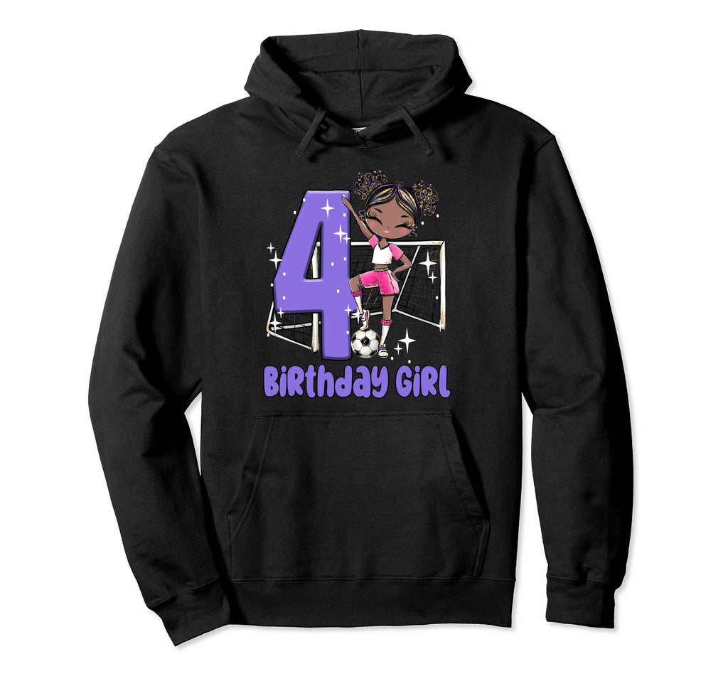 4Th Birthday Black Soccer Ball Hoodie - Casual Everyday Wear for Adults - T-Shirt, Sweatshirt, Hoodie
