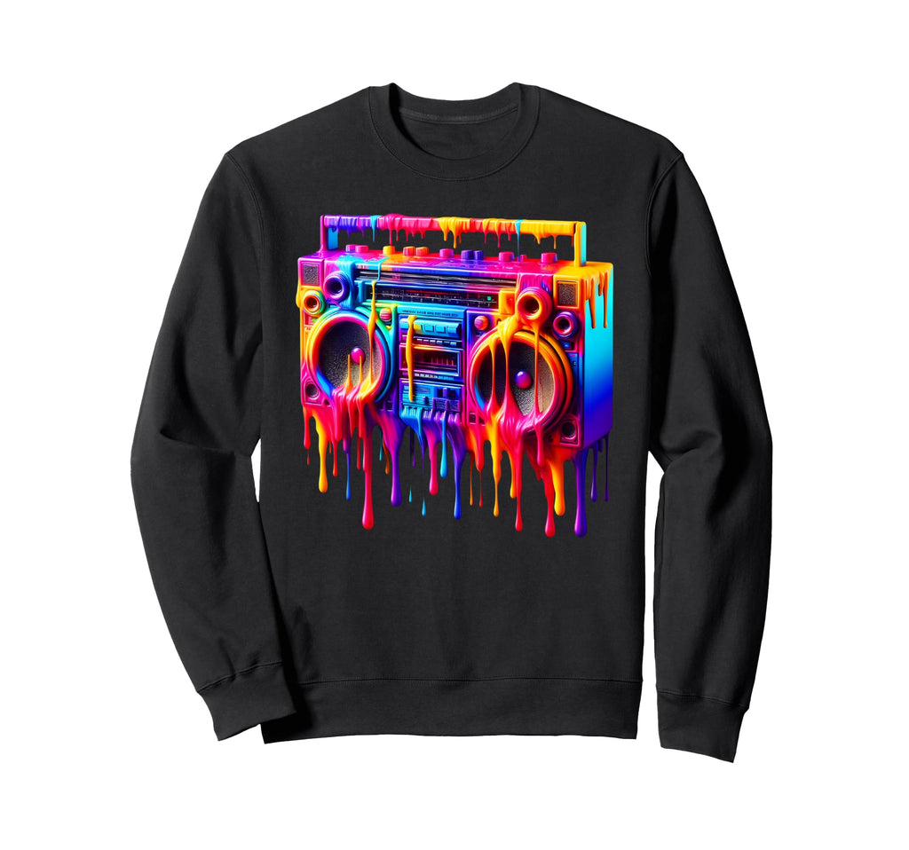 Dripping Paint Boombox Old School Sweatshirt - Fun Novelty Design Unisex - T-Shirt, Sweatshirt, Hoodie