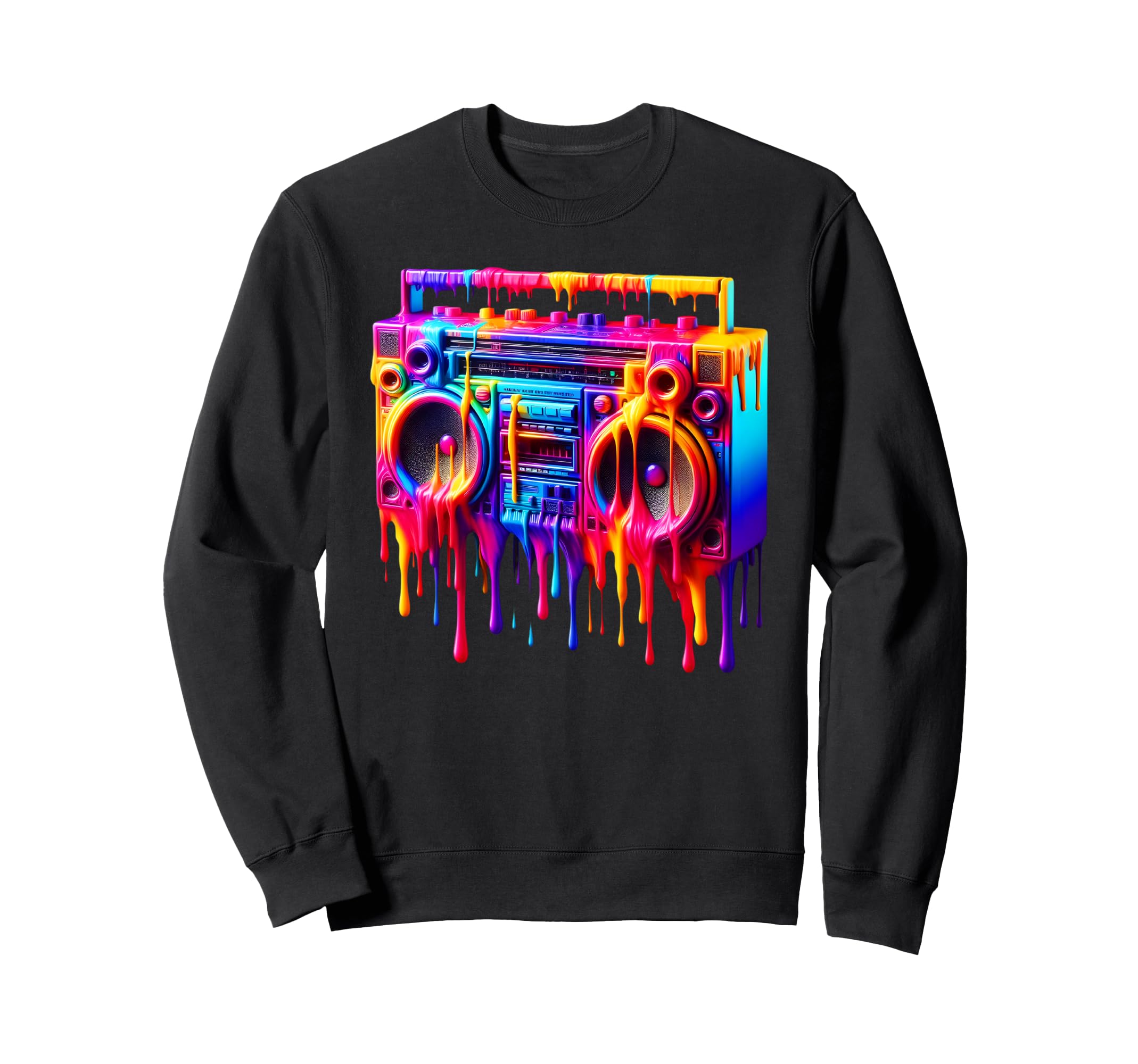 Dripping Paint Boombox Old School Sweatshirt - Fun Novelty Design Unisex - T-Shirt, Sweatshirt, Hoodie