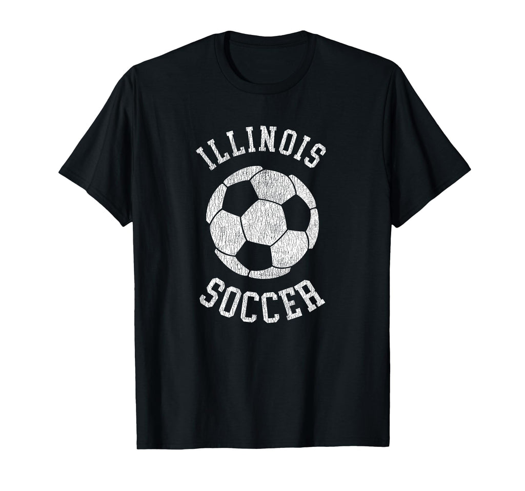 Illinois Soccer Distressed 90S T-Shirt - Novelty Apparel Unisex - T-Shirt, Sweatshirt, Hoodie