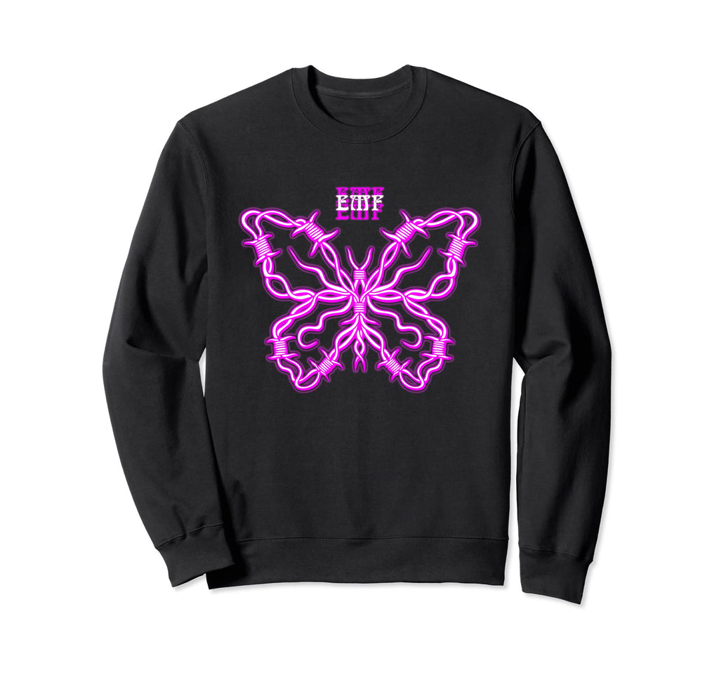 Barbwire Butterfly Retrowave Outrun Sweatshirt - Streetwear Style Unisex - T-Shirt, Sweatshirt, Hoodie