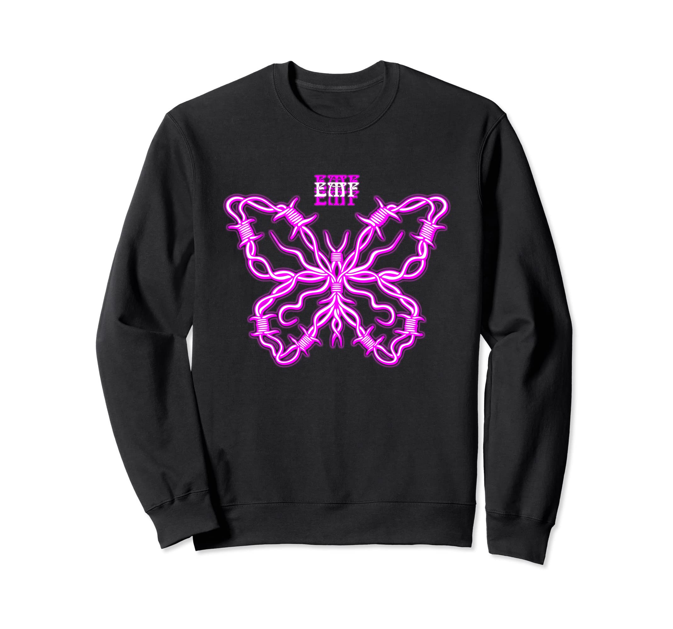 Barbwire Butterfly Retrowave Outrun Sweatshirt - Streetwear Style Unisex - T-Shirt, Sweatshirt, Hoodie